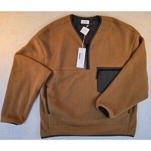NWT Large Saturdays NYC Astor Polar Fleece Half Zip Pullover Toasted Coconut